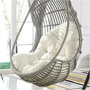 Garden Terrace Rattan Swing Chair Wicker Egg Hanging Chair Hammock Hanging Chair Large Size Cushion Hanging Basket Chair Cushion Indoor Outdoor 90 * 120cm (Chair Not Included) White