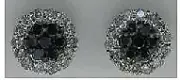 14kt Yellow Gold Womens Color Enhanced Black Diamond Cluster Flower Earring
