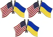 [TENDYCOCO] 3pcs USA Flag Pin, USA Ukrainian Friendship Lapel Pin, & American Double Flag Lapel Pins, with Butterfly Style Button Pin