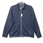 Johnnie O Bates Mens 2XL Blue Fleece Heather Zip Up Outdoors Lined Jacket Golf