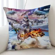 Funny Crazy Bigfoot Yeti Sasquatch Riding Dinosaur Cushion Cover