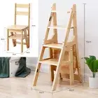 4-Step Portable Step Stool Wooden Chair Ladder Kids Solid Kitchen Seat UP 130kg