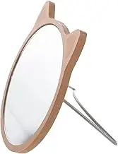 Desktop Wooden Makeup Mirror Random Style Vanity Mirror for Bedroom Bathroom Dressing Table Distortion Reflection for Daily Use and Exquisite Makeup