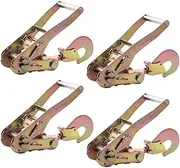 Boxer 4 Pack Heavy Duty 2" Ratchet Buckle with Snap Hook, Double Locking, Breaking Strength 10,000lbs Towing Tie Down