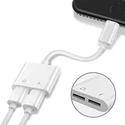 Dual Apple 8-Pin Adapter 2 in 1 Splitter Audio Earphone Charger for iPhone