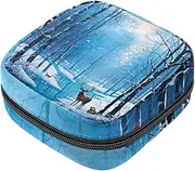 Period Bag,Sanitary Napkin Storage Bag,Winter Forest Deer,Tampon Holder for Purse
