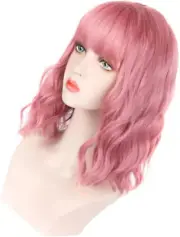Curly Wig, Short Elegant Synthetic Fake Curly Wig with Bangs for Christmas fo...