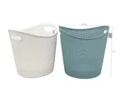 bulk 8 Plastic Scoop Basket w Handle 2 Assort 39x37cm