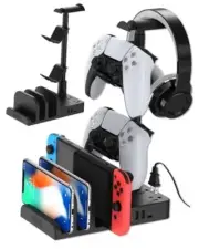 KAFRI Headphone and Controller Stand with USB A&C Charger, Desk Gaming