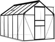 Greenhouse for Outdoors, Polycarbonate Panels Greenhouses Sun House with Water Drainage Groove and Roof Vent, Aluminum Frame Walk-in Green Houses for Garden Backyard, 5.89 m³