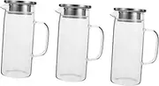 ASAKKURA 3pcs Large Glass Pitcher Spout Milk Pitcher for Fridge Lid Party Juice Jug Clear Fridge Door Jug