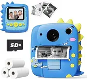 Prysyedawn Kids Camera Instant Print, Christmas Birthday Gifts for Kids Age 3-8, 1080P Digital Camera with Silicone Cover, Toddler Portable Travel Toys for 3 4 5 6 7 8 Year Old Girls Boys-Blue
