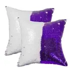 Sublimation Sequin Pillow Case Blanks 16''x16'' - Set of 2 Purple Reversible ...