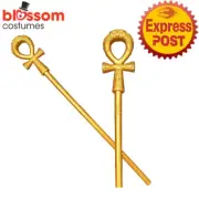 AS487 Egyptian Staff Cleopatra Pharoah Gold Cane Stick Roman Costume Accessory
