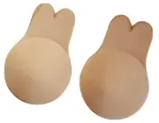 Elaborate Plunge Strapless Stick-On Bra Nipple Covers One Size BEIGE NUDE
