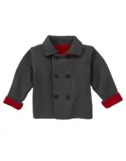 GYMBOREE SNOW PANDA GRAY N RED REVERSIBLE SWEATER COAT 3 6 NWT