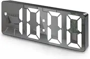 ROROUP Digital Alarm Clock, Digital Clock with Large Display LED Screen, Adjustable Brightness, Temperature Display, Voice Control, 12/24H Display for Bedroom Living Room Home Office (Black)
