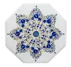 24" marble side Table Top semi precious lapis Inlay stones work art decor