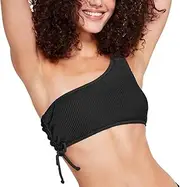 [Salt + Cove] Womens Juniors Textured One Shoulder Bikini Swim top