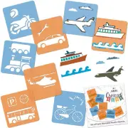 8 pcs Drawing Stencils for Kids / 15x15cm / TRANSPORT – CARS / Painting