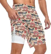 [ZZXXB] Funny Dachshund Dog Love Athletic Shorts for Men with Pockets 2 in 1 Quick Dry Running Shorts S-3XL