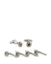 David Donahue Silver Plated Knot Shirt Stud & Cufflinks Set