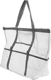 [VINTORKY] Tote Bag Mesh Beach Bag Portable Shower Tote Mesh Shower White Beach Toy Organizer