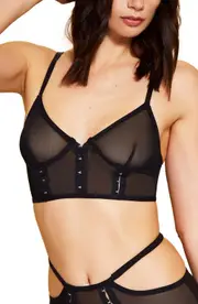 Hauty Hook and Eye Mesh Bralette in Black at Nordstrom, Size X-Small