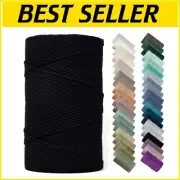 Soft 4mm x 547 Yards Recycled Macrame Cord - Black Single Strand Craft Rope