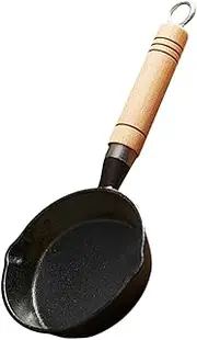 MERRYHAPY Small Cast Iron Skillet Frying Pot Wood Handle Melting Pot for Home and Outdoor Use
