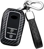 HIBEYO 2 Button Key Fob Cover for Toyota Corolla RAV4 Camry GX FJ150 Prius Yaris Land Cruiser Highlander LX RX NX Hilux Previa Aygo Prado Levin Accessories with Keychain-2 Button Black