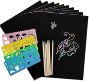 70 PCS Scratch Paper Art, Rainbow Magic Scratch Off Art Crafts Set Supply Drawing Note Kit Party Favor Activity Game Birthday Christmas Easter Toy Gift
