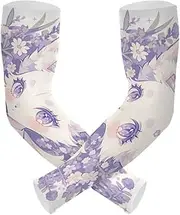 Amooorous Cute Cartoon Purple Fox Beaty Pastel cooling arm sleeves UV protection arm sleeve for tattoo cover anti-snag cubre brazos