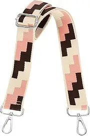 [uxcell] Purse Straps Replacement Crossbody, 1.5 Inch Wide Shoulder Bag Strap Adjustable Canvas Straps for Handbag Wallet Clutch Bags with Silver Buckle, White-Black-Pink Blocks