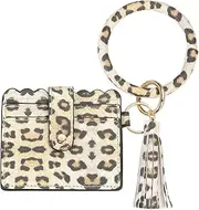 [SUIKIHUM] Card Holder Wallet with Keychain Wristlet, Slim PU Leather Wallet for Women, Compact and Lightweight Design for Daily Use, Yellow-Brown Leopard, Yellow-brown Leopard, 4.3 x 4.5 inch, Daily