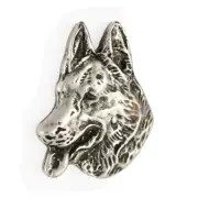 German Shepherd Dog, Alsatian Wolf Dog - Silver-plated dog brooch, elegant pin,