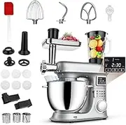 Multifunctional Kitchen Food Stand Mixer, Dough Mixer with 8L Stainless Steel Bowl, Juicing Cup, Dough Hook & Whisk, 6 Speed Kitchen Mixer with Digital LED Screen for Most Home Cooking