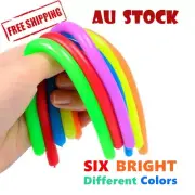 6 PCS Monkey Noodle Noodles Rainbow Colours Kids Stretchy Fidget Toy Stress