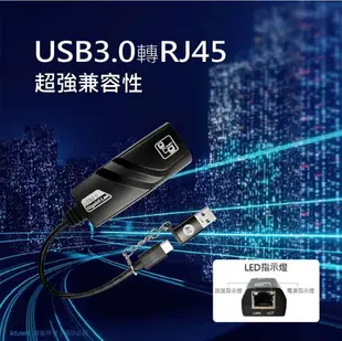 LC1000 USB3.0 TYPEC/USB GIGA高速網路卡-富廉網