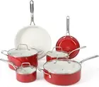 Martha Stewart 10-Piece Red Nonstick Ceramic Cookware Set