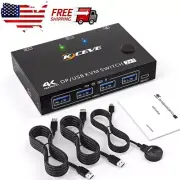 4K@60Hz KVM Switch 2 in 1 out Displayport DP KVM Switcher with 4 USB 3.0 Port US