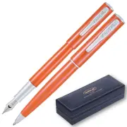 Conklin Coronet (Ballpoint & Fountain) Pen Set- Orange With Fine Tip