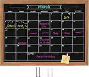 Umtiti Calendar Chalkboard, 23.6" * 31.5", Magnetic Surface Rustic Brown Solid Pine Wood Frame Chalk Board for Planning/School Timetable/Memo, Hanging Board for Office, School and Home(YLHB-QZ-6080)