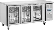 Polar U-Series 3 Glass Doors Counter Fridge, 358 Liter Capacity, Silver