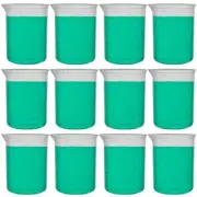 250ml Plastic Beaker, Low Form, Reusable, PP, Molded Graduations (Pack of 12)