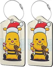 Richugui Cartoon Anime PU Leather Luggage Tag Suitcase Luggage Tag with Privacy Flap Name ID Tag for Women Men Luggage Handbag School Bag Backpack 2