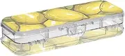 [Amooorous] Yellow Lemon Designed Plastic Pencils Box Clear Double Layer Hard Pens Case For Art Supplies With Snap And Lid