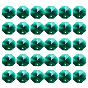 60 Pack K9 Crystal Octagon Beads 2 Holes 14mm Chandelier Prisms Dark Green