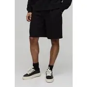 Mens Black Oversized Heavyweight Interlock Shorts