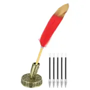 Red Feather Ballpoint Pens, Writing Pens with 5pcs Refill, Ancient Bronze
